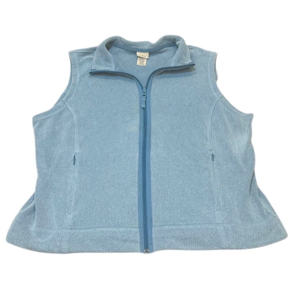 LL BEAN VTG Polartec Blue Fleece Women’s Zip‎ Up Vest Sz XL Cozy Warm Pockets